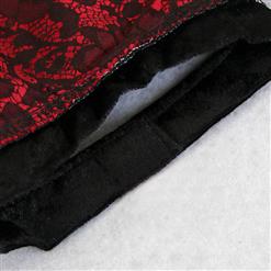 Deluxe Black-red Lace Vampire Vixen Queen Hi-Lo Stand Collar Halloween Costume N6533