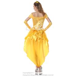 Enchanting Yellow Hi-Lo Off Shoulder Princess Belle Adult Role Play Costume with Gloves N6558