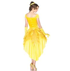 Enchanting Yellow Hi-Lo Off Shoulder Princess Belle Adult Role Play Costume with Gloves N6558