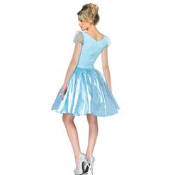 Deluxe Short Cinderella Celeste Puff Sleeves Midi Dress Adult Role Play Costume With A Little Defect N6561