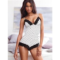 Lace trim Dot Romper N6575