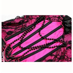 Deluxe Burlesque Beauty Pink Halter Hi-Lo Backless Adult Costume with Gloves and Hat N6599
