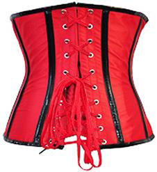 Red Buckles Steel Boned Underbust Corset  N6645