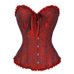 Black & Red Brocade Corset N6675