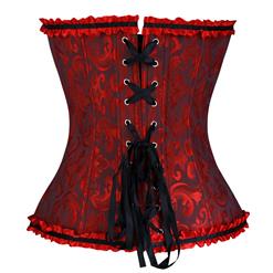 Black & Red Brocade Corset N6675