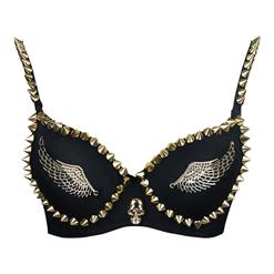 Punk Golden Wing & Skull Rivet Bra N6756