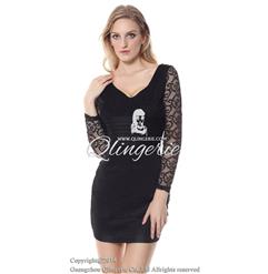 Black dress with lace N6813