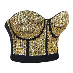 Gold Sequin Studded Sweet Heart Top N7193