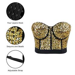 Gold Sequin Studded Sweet Heart Top N7193