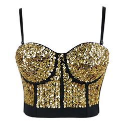 Gold Sequin Studded Sweet Heart Top N7193