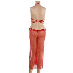 Red Mesh Sexy Long Gown N7369