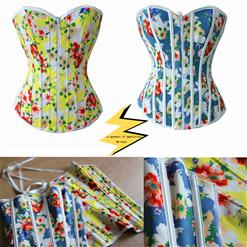 Rainbow Floral Print Reversible Corset N7980