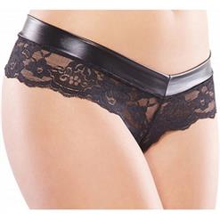 Coquette Playful Wetlook Panty, Low-rise Wetlook and Scallop Lace Panty, Expose Leather and Lace Panty, #N8220