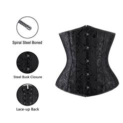 24 Spiral Steel Boned Brocade Corset N8268