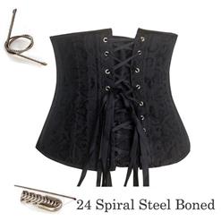 24 Spiral Steel Boned Brocade Corset N8268