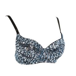 Women's Sexy Ancient Silver Sequins Club Nightclub Carnival Bra N8271