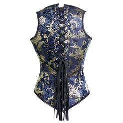 Vintage Blue Brocade Underbust Corset N8274