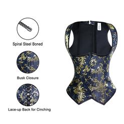 Vintage Blue Brocade Underbust Corset N8274