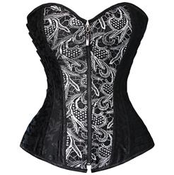 Overbust Steampunk Style Corset, Grey Brocade Corset, Weave Gothic Punk Corset, #N8391