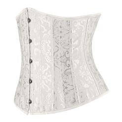 24 Spiral Steel Boned White Jacquard Corset N8392