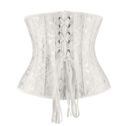 24 Spiral Steel Boned White Jacquard Corset N8392