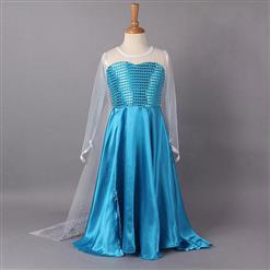 Frozen elsa  long sleeve dress, Long sleeve satin sequins dress, Frozen Princess Elsa Dress, #N8512
