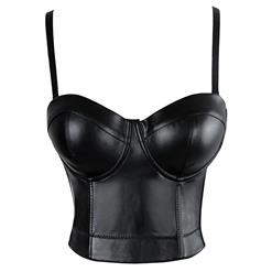 Sexy Faux Leather Bustier Bra N8596