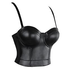 Sexy Faux Leather Bustier Bra N8596