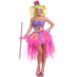 Colorful Clown Cutie Costume, Tutu Lulu Clown Costume, Adult Circus Clown Costume, #N8612