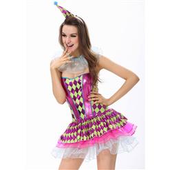 Neon Harlequin Clown Costume N8616