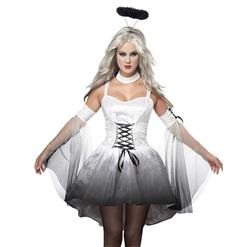 Angel Of Darkness Costume, Black and White Angel Costume, Adult Angel Halloween Costume, #N8717