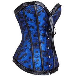 Ruffle Trim Lace Overlay Corset N8729