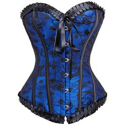 Ruffle Trim Lace Overlay Corset N8729