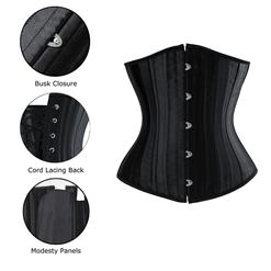 24 Steel Bones Black Underbust Corset N8848