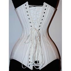 26 Steel Bones White Cotton Heavy Corset N8852