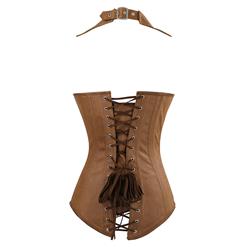 Sexy Steel Bone Halter Collar Vest Leather Corset N8880