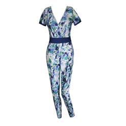 Watercolour Print Deep V Neck Jumpsuit N8938