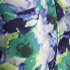 Watercolour Print Deep V Neck Jumpsuit N8938