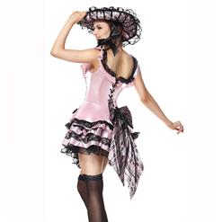 Deluxe Sexy Pink Women's Dixie Darling Off Shoulder Tiered Mini Dress Adult Cosplay Costume N9048