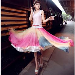 Multicolour Fairy Chiffon Maxi Skirt N9063