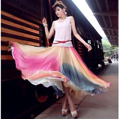 Multicolour Fairy Chiffon Maxi Skirt N9063