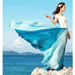 Blue Gradient Maxi Boho Skirt N9065