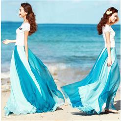 Blue Gradient Maxi Boho Skirt N9065