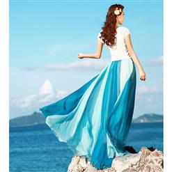 Blue Gradient Maxi Boho Skirt N9065