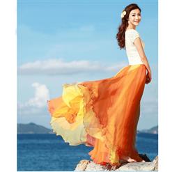 Wrapped Chest Contrast Color Tent Dress, Giant Swing Split Joint Maxi Boho Skirt, Strapless Two Dressing Ways Dresses, #N9066