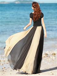 Contrast Color Chiffon Long Fairy Skirt N9069