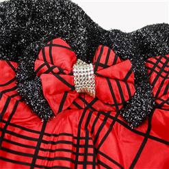Plaid Red & Black Glitter Dress N9118