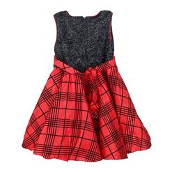 Plaid Red & Black Glitter Dress N9118
