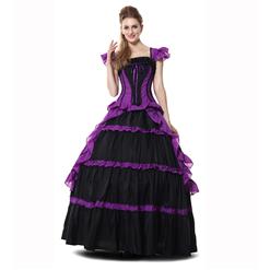 Victorian Gothic Period Purple Costumes, Prom Gown Reenactment Theatre Clothing, Victorian Gothic Lolita Ball Prom Gown, #N9305