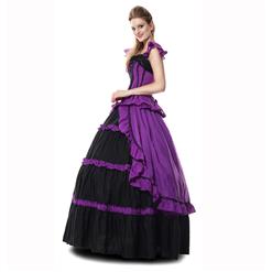 Victorian Elegant Dark Purple Maxi Dress Fancy Ball Palace Role Play Costumes N9305